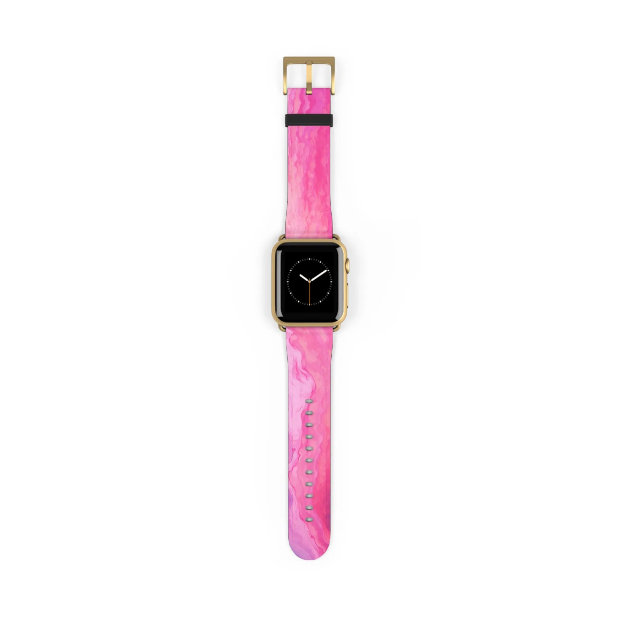 Pink Tie Dye Apple Watch Leather Wrist Band, Cool Designer Women Luxury Vegan Straps 38 40mm 42mm 45mm Size Series 5 6 7 8 9 SE Ultra