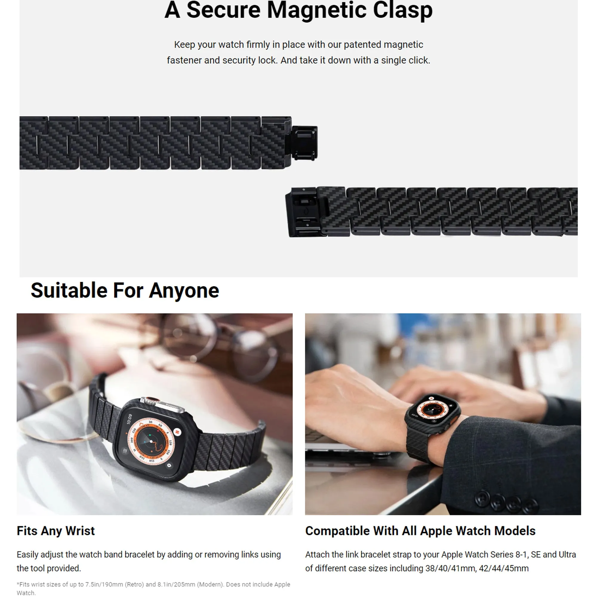 PITAKA Carbon Fiber Watch Band Modern Series for Apple Watch All Models