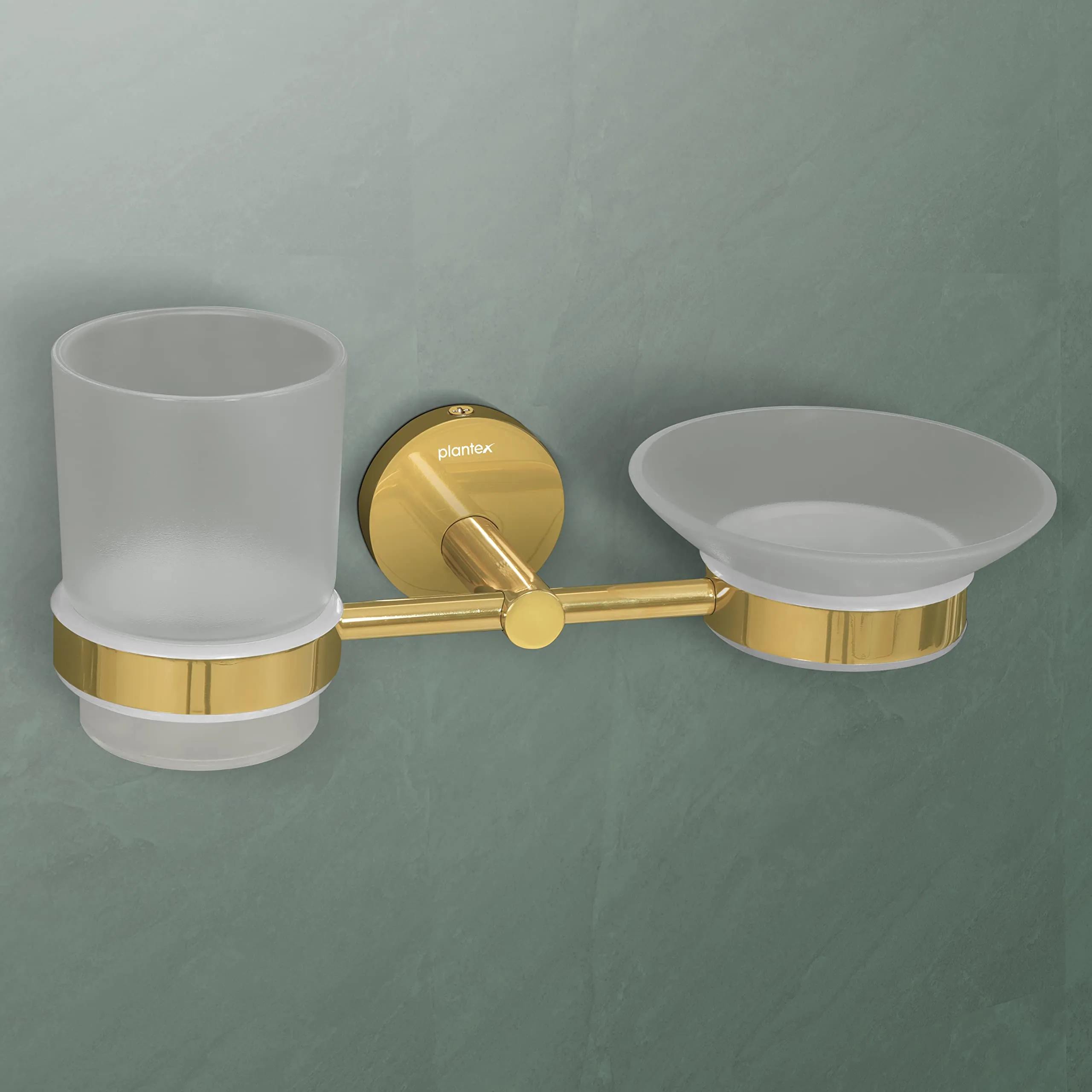 Plantex Oreo Gold soap and Brush Holder Stand for The Bathroom and wash Basin (304 Stainless Steel)