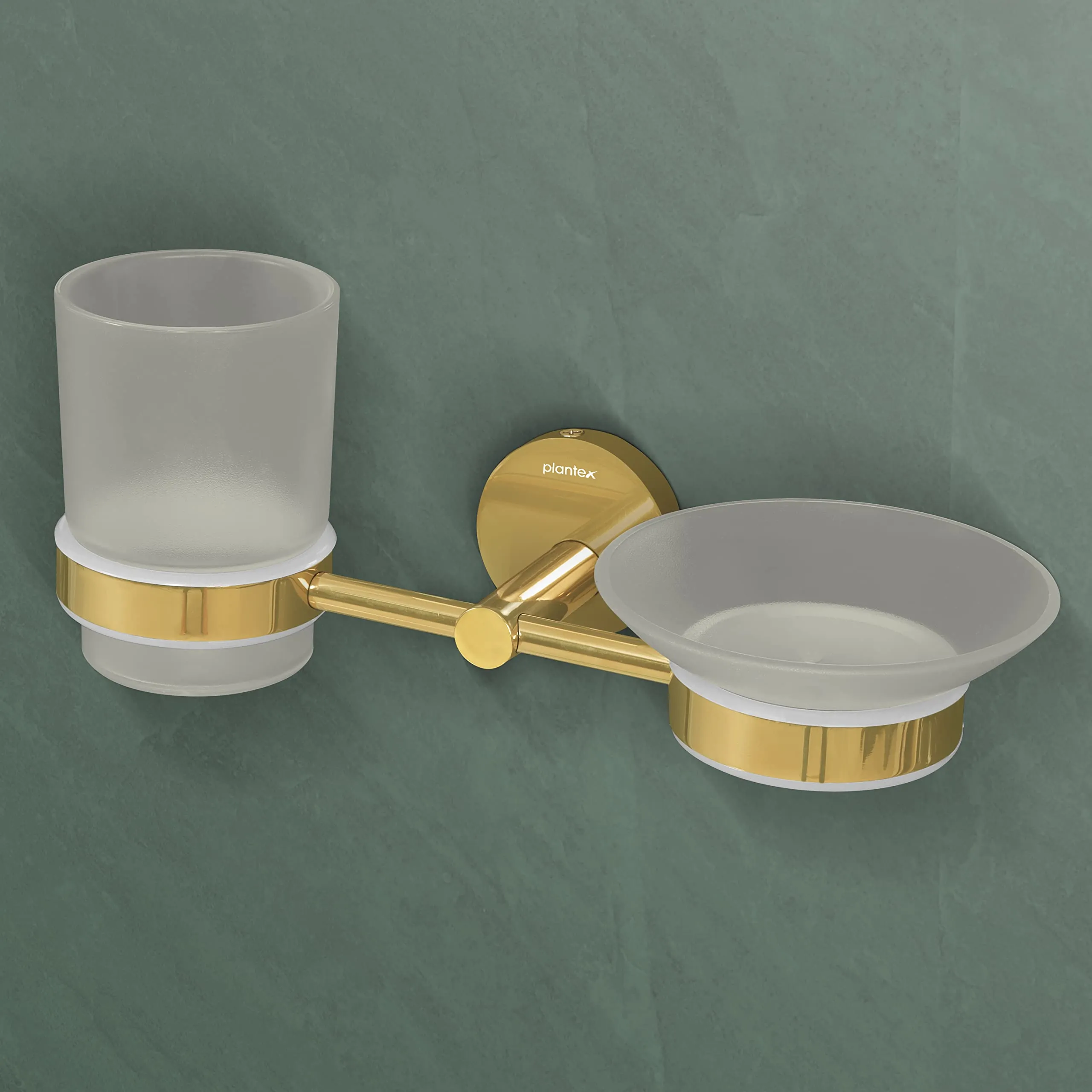 Plantex Oreo Gold soap and Brush Holder Stand for The Bathroom and wash Basin (304 Stainless Steel)