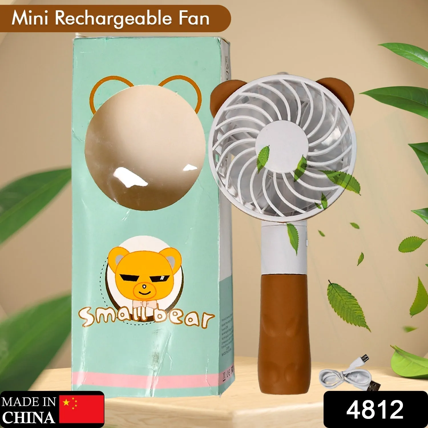 Portable Bear Styled Hand Fan Rechargeable Handheld Fan For Travel , home & Office Use (Battery Not Include)