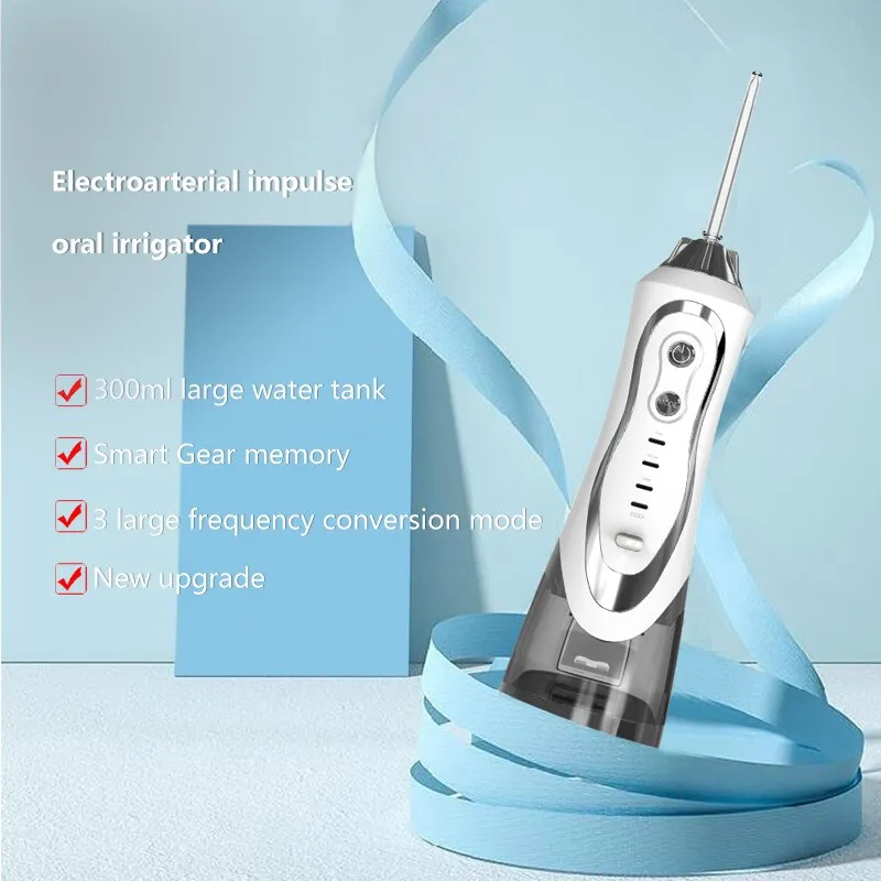 Portable belt oral irrigator 300ml dental floss cleaner 3 modes 4 nozzles rechargeable IP7 waterproof tooth whitening device 0ral irrigator