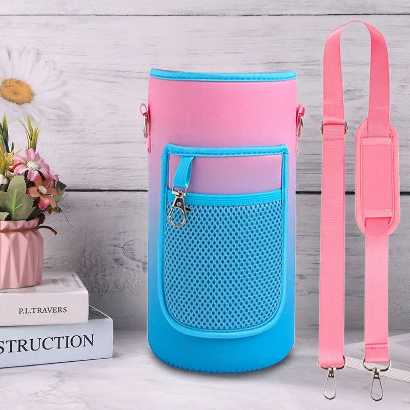 Portable Non-Slip Bottle Bag With Cellphone Holder And Strap- Yj-159 Pink