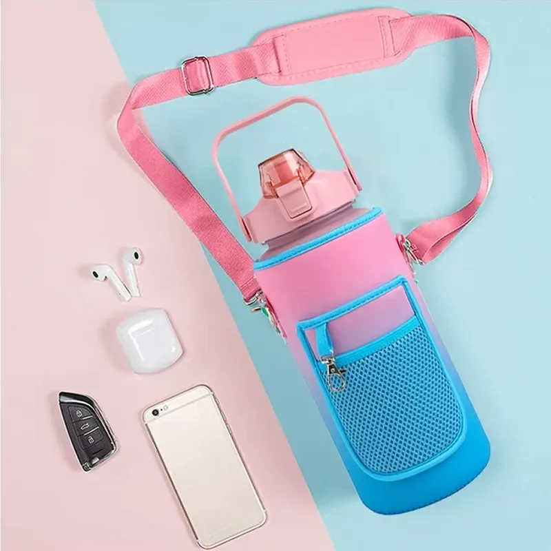 Portable Non-Slip Bottle Bag With Cellphone Holder And Strap- Yj-159 Pink