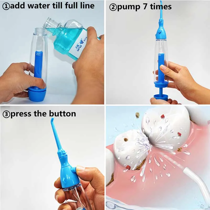 Portable Oral Irrigator Clean Mouth Wash Your Tooth powerful Irrigation Manual Water Pick Dental Flosser Washing No Electricity 0ral irrigator