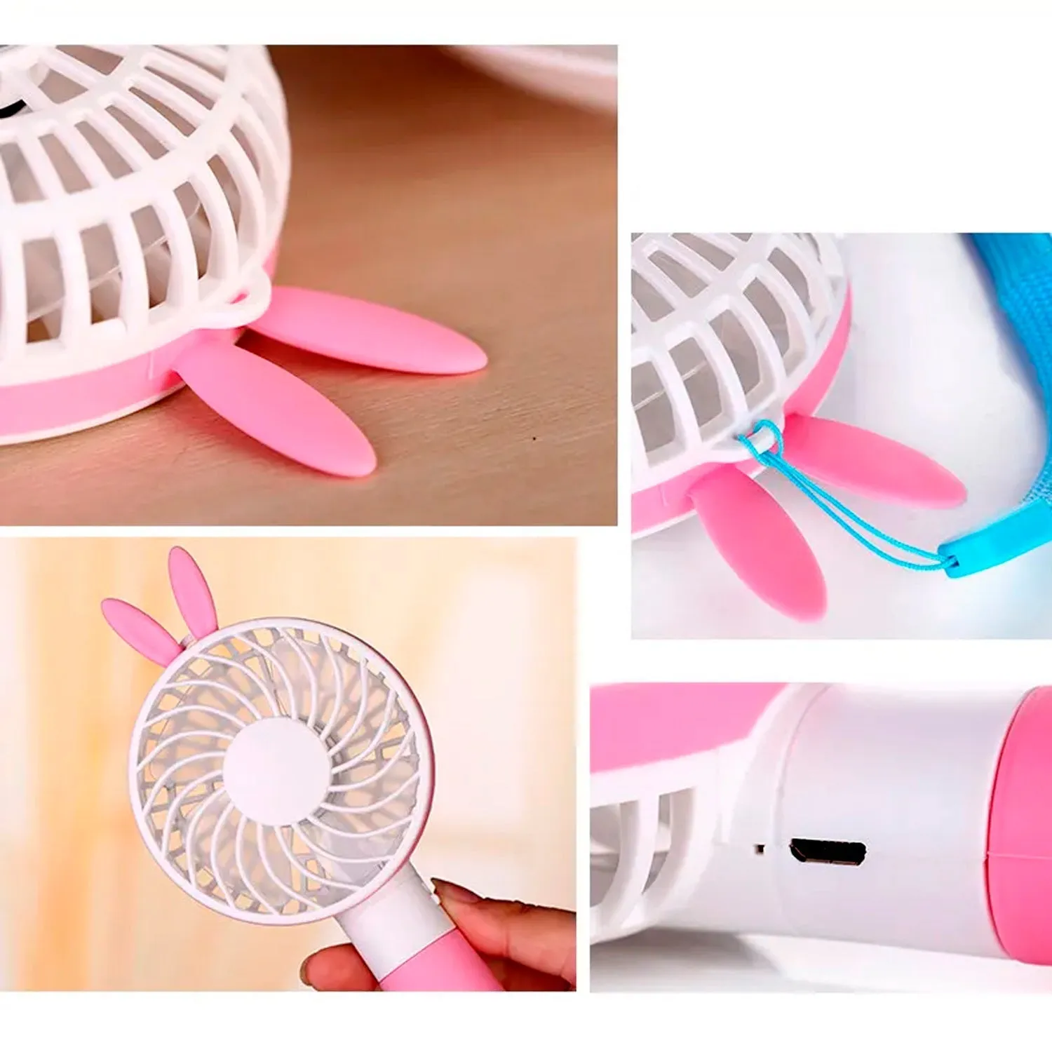 Portable Princess Rabbit Styled Rechargeable Handheld Fan For Travel , home & Office Use (Battery Not Include)