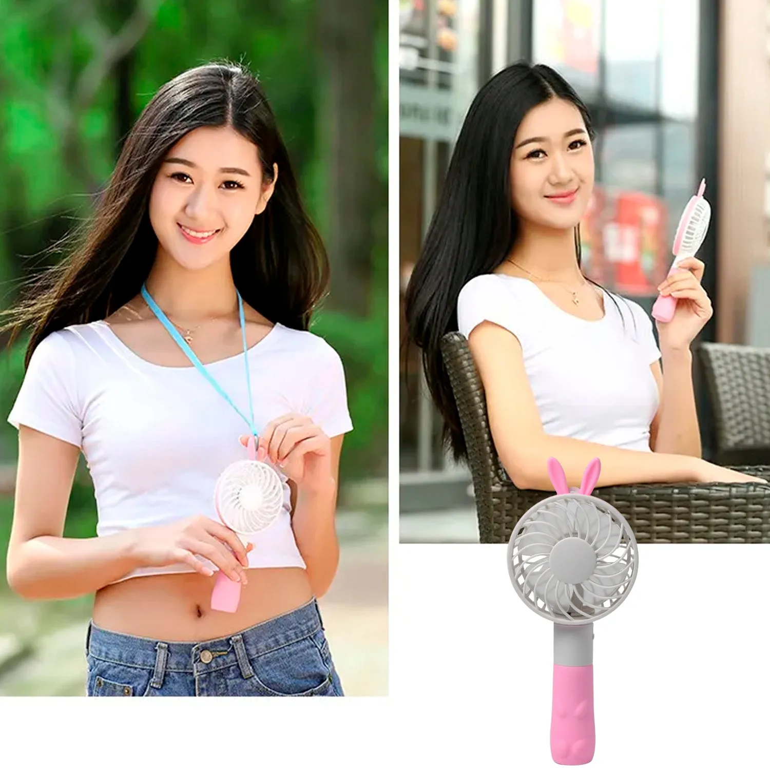 Portable Princess Rabbit Styled Rechargeable Handheld Fan For Travel , home & Office Use (Battery Not Include)