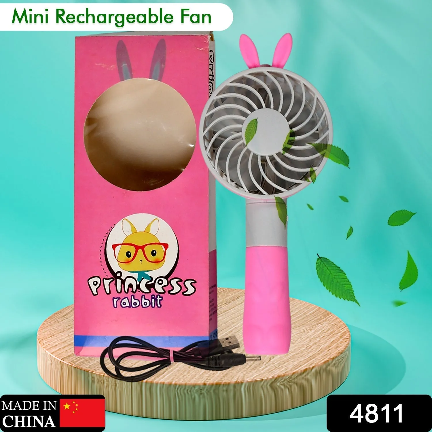 Portable Princess Rabbit Styled Rechargeable Handheld Fan For Travel , home & Office Use (Battery Not Include)