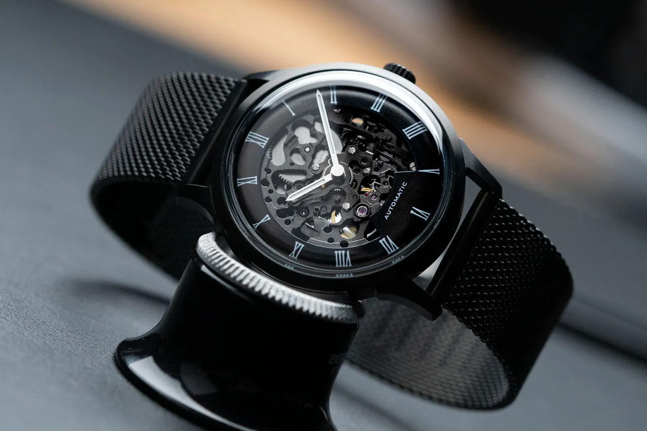 PVD Skeleton vintage dress watch kit | Miyota (Citizen) 8N24 Anthracite Movement | Mosel series