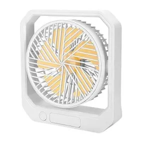 Rechargeable Small Mini Portable Table Fan with 2400mAh Battery & Smart Emergency LED Light for Office Desk, Home & Kitchen