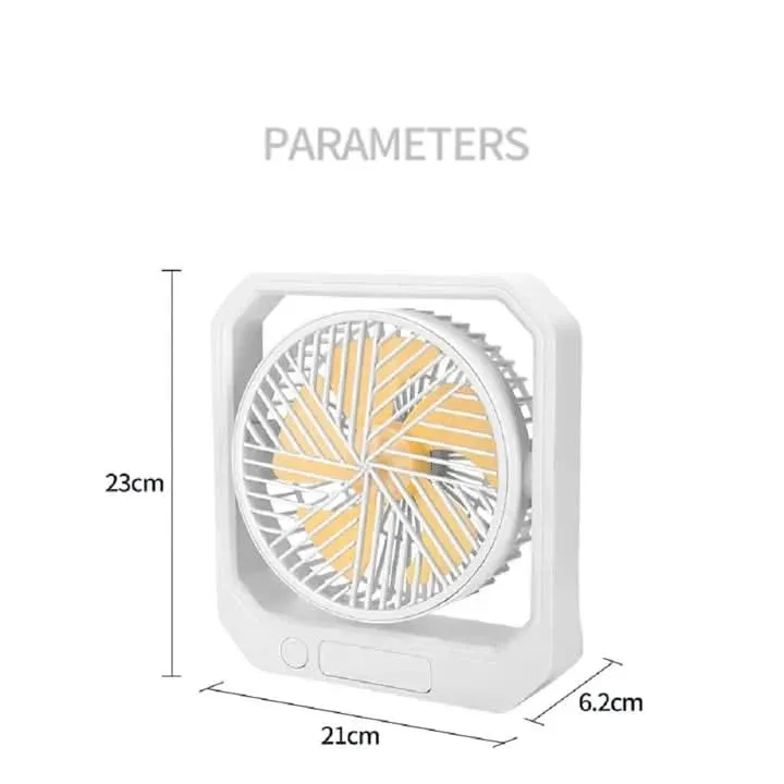 Rechargeable Small Mini Portable Table Fan with 2400mAh Battery & Smart Emergency LED Light for Office Desk, Home & Kitchen