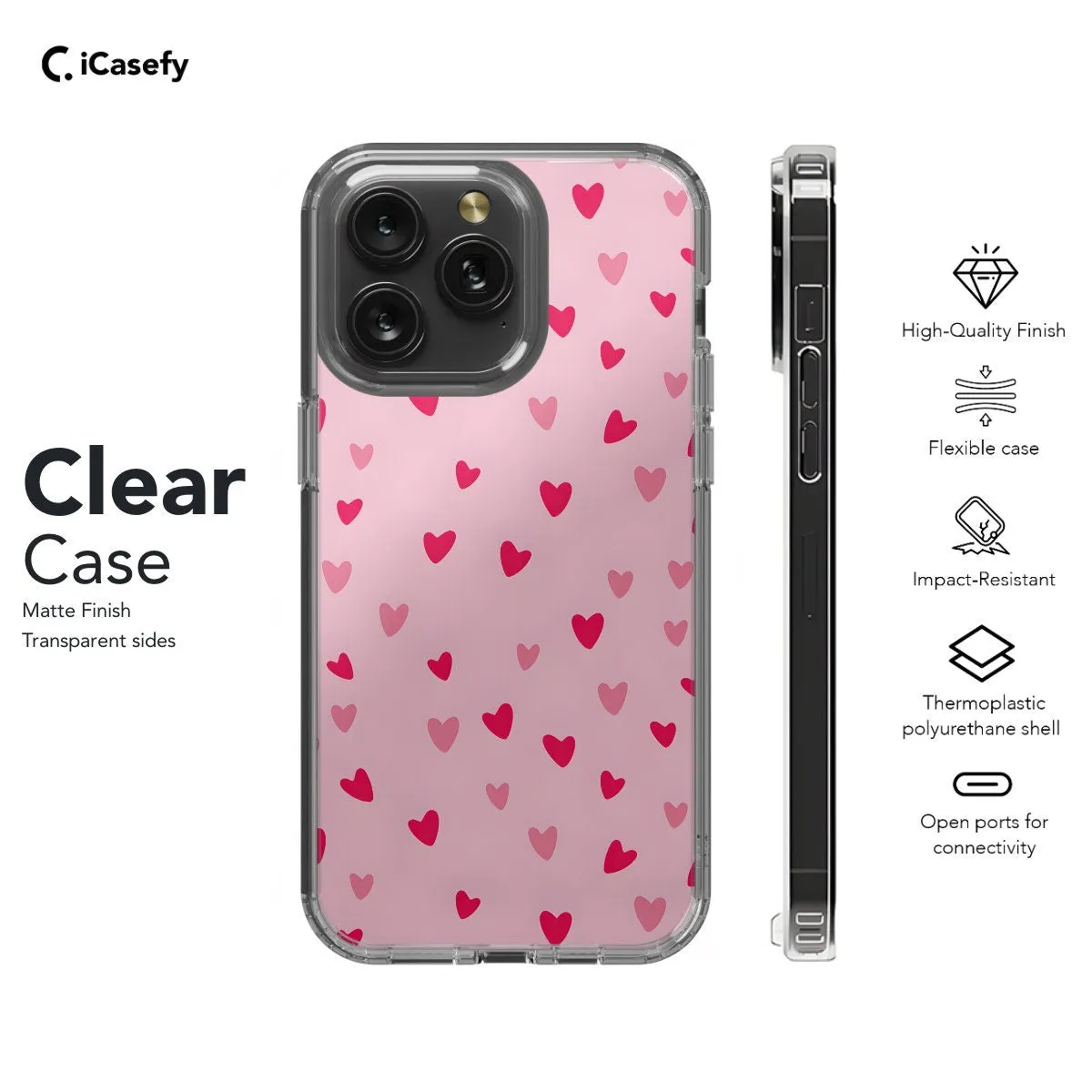 Red Heart Phone Case Cute Trendy Pink Girl Minimalist Love Cover