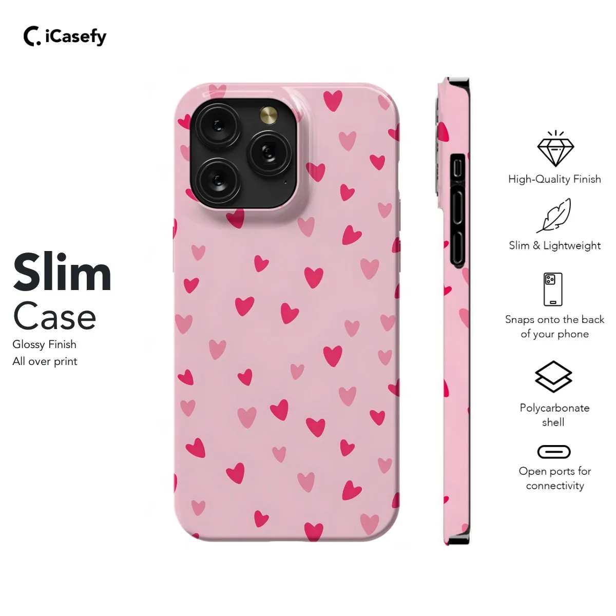 Red Heart Phone Case Cute Trendy Pink Girl Minimalist Love Cover