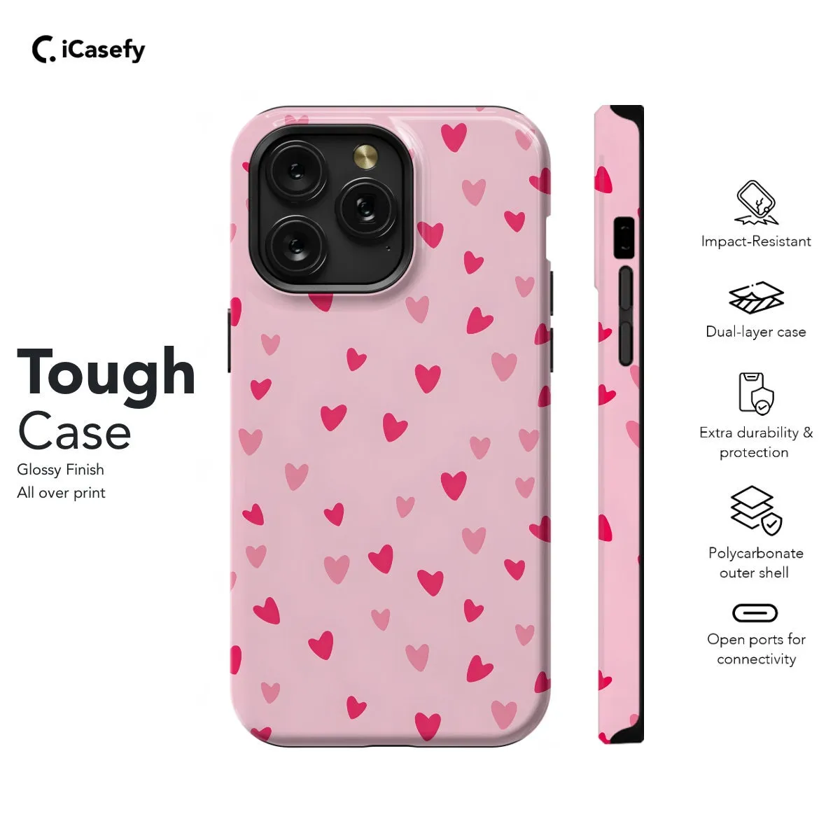 Red Heart Phone Case Cute Trendy Pink Girl Minimalist Love Cover