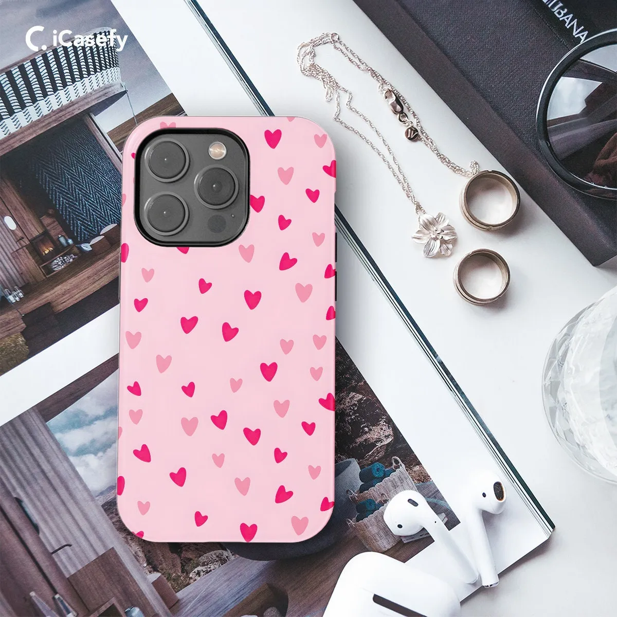 Red Heart Phone Case Cute Trendy Pink Girl Minimalist Love Cover