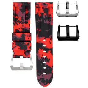 RUBBER STRAP FOR BREITLING AVENGER - RED DIGI CAMO