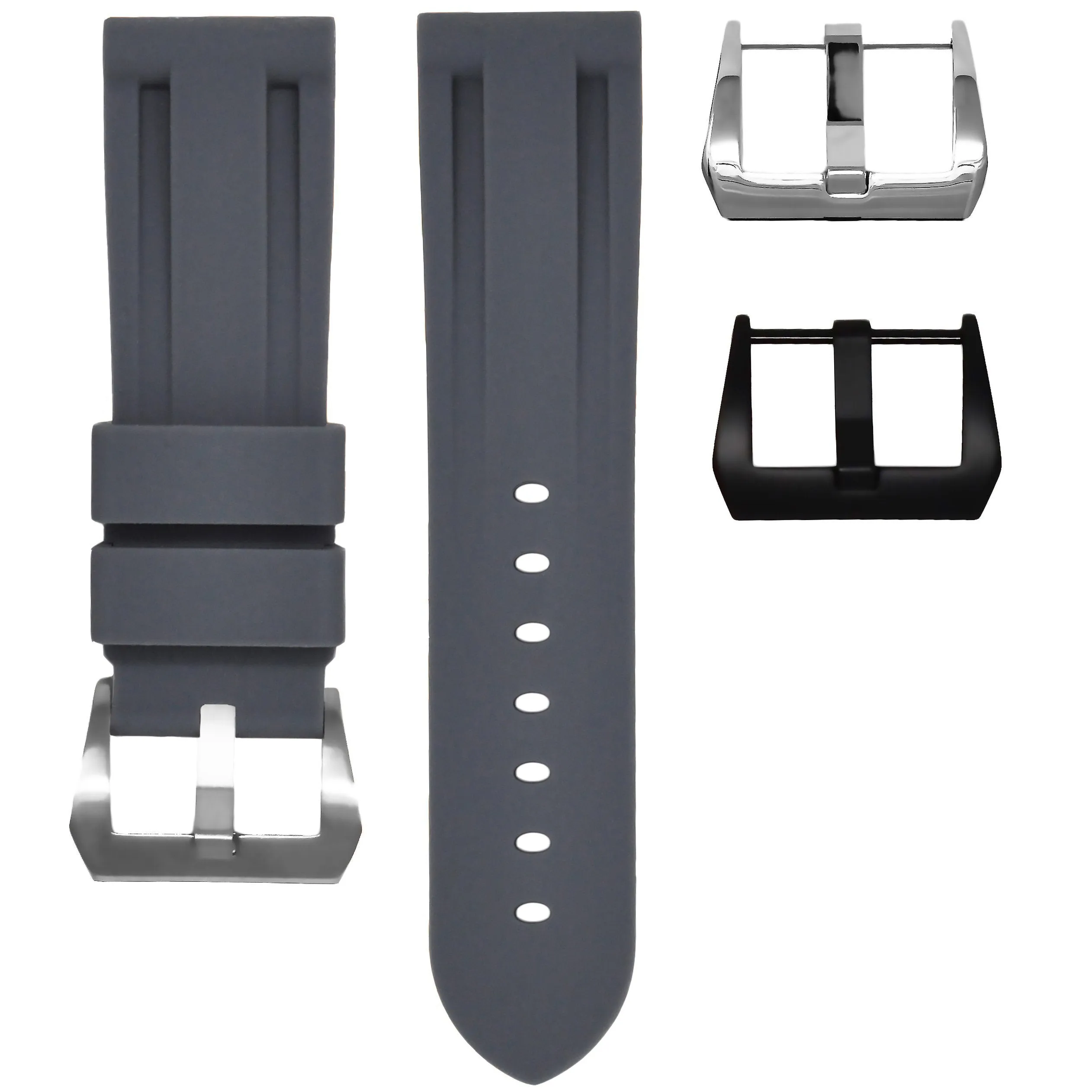 RUBBER STRAP FOR BREITLING CHRONOLINER - GRAPHITE