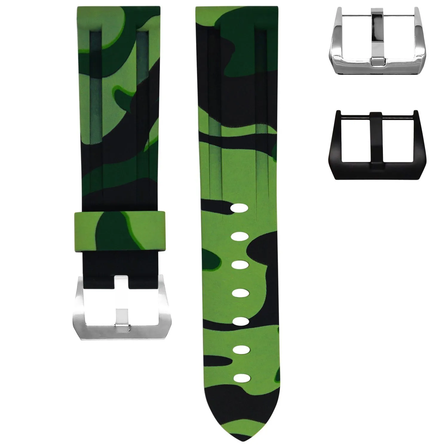 RUBBER STRAP FOR BREITLING CHRONOMAT - GREEN CAMO