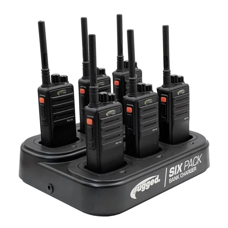 Rugged Radios RDH16 UHF Business Band Handheld Radio BUNDLE - 12 Handheld UHF Radios and 2 Bank Chargers