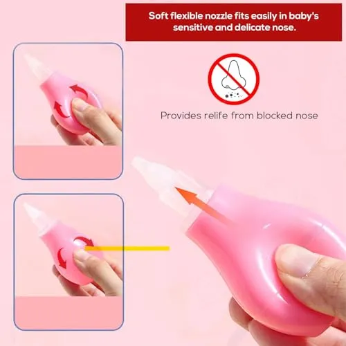 Safe-O-Kid , Silicone Baby Nasal Aspirator Vacuum Sucker- Pink (Pack Of 1)