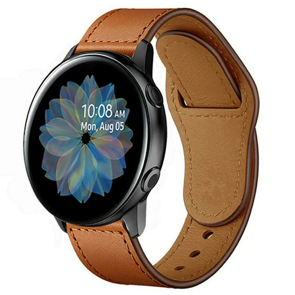 Samsung Galaxy Watch 3 45mm /46mm / Gear S3 Frontier / Classic / Watch GT 2 46mm | Leather Watch Band Straps | Brown