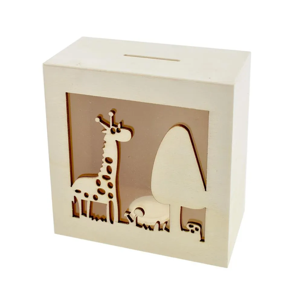 Scenic Giraffe DIY Wood Piggy Bank, Natural, 4-3/4-Inch