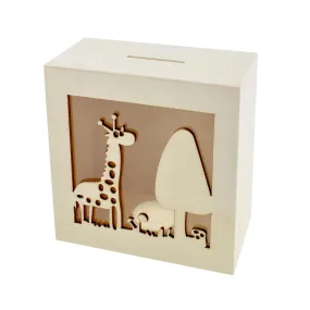 Scenic Giraffe DIY Wood Piggy Bank, Natural, 4-3/4-Inch