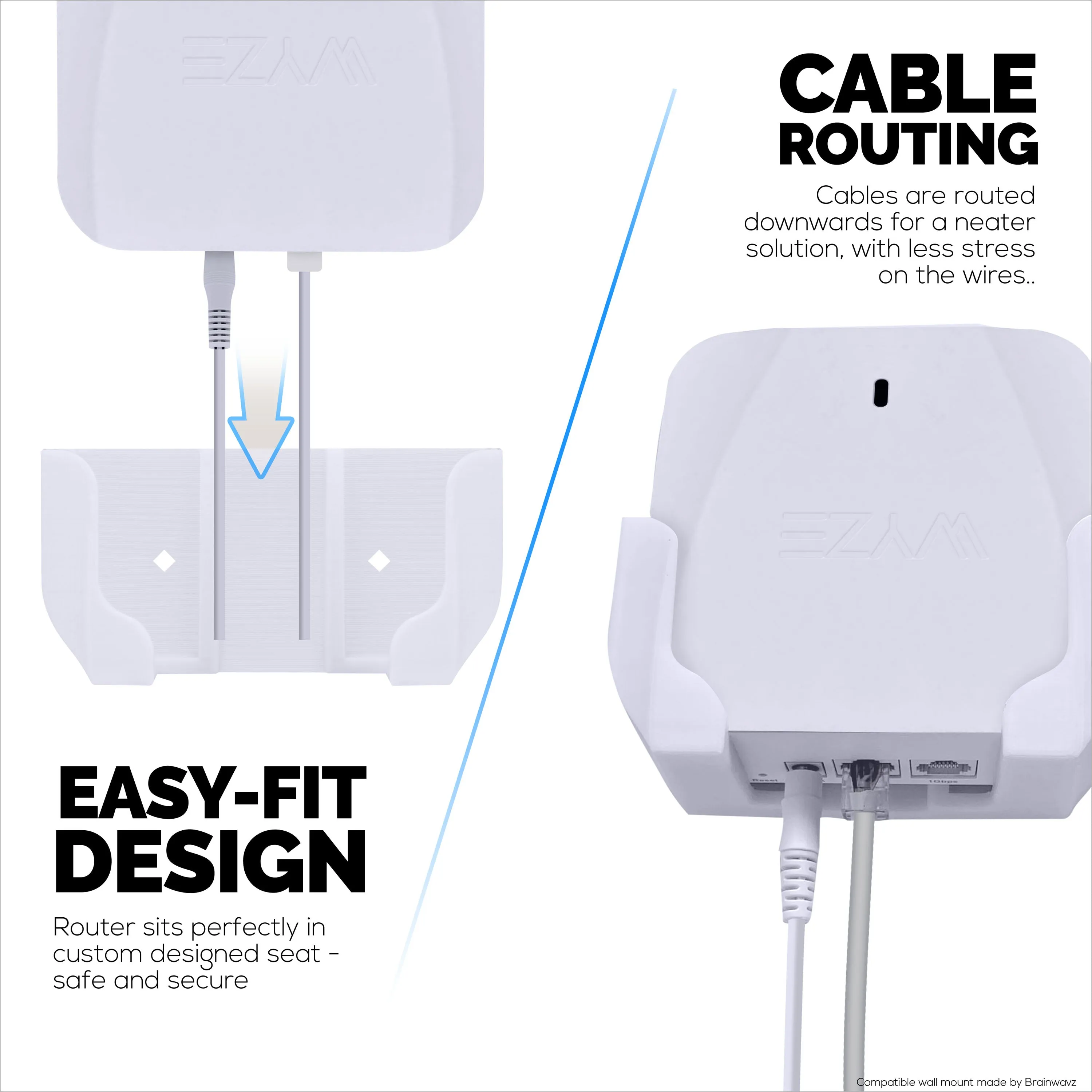 Screwless Wall Mount For Wyze WiFi 6 AX3000 Mesh Router, Strong VHB Adhesive, Easy to Install, Reduce Interference & Increase Range, Stick On & Screw-in Mounting