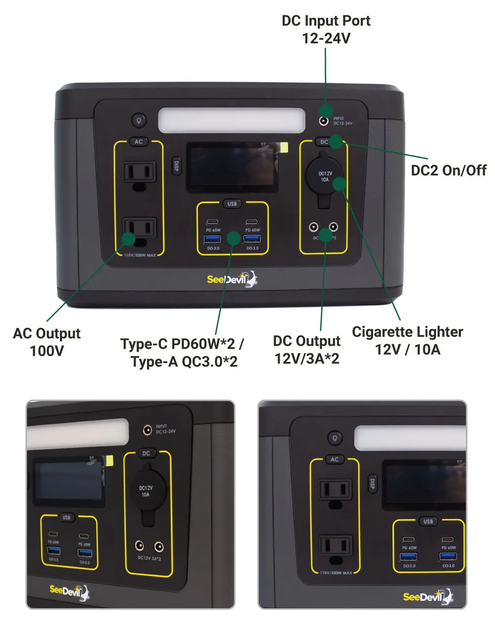 SeeDevil 500W Portable Power Station | 560Wh (SD-PPS500-G1)