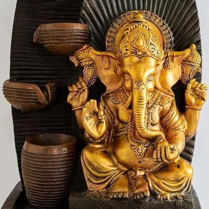 Shawshank Ganesha Table Top Indoor Outdoor Water Fall Fountain with LED Lights Home Decor Decoration Gift Gifting Item