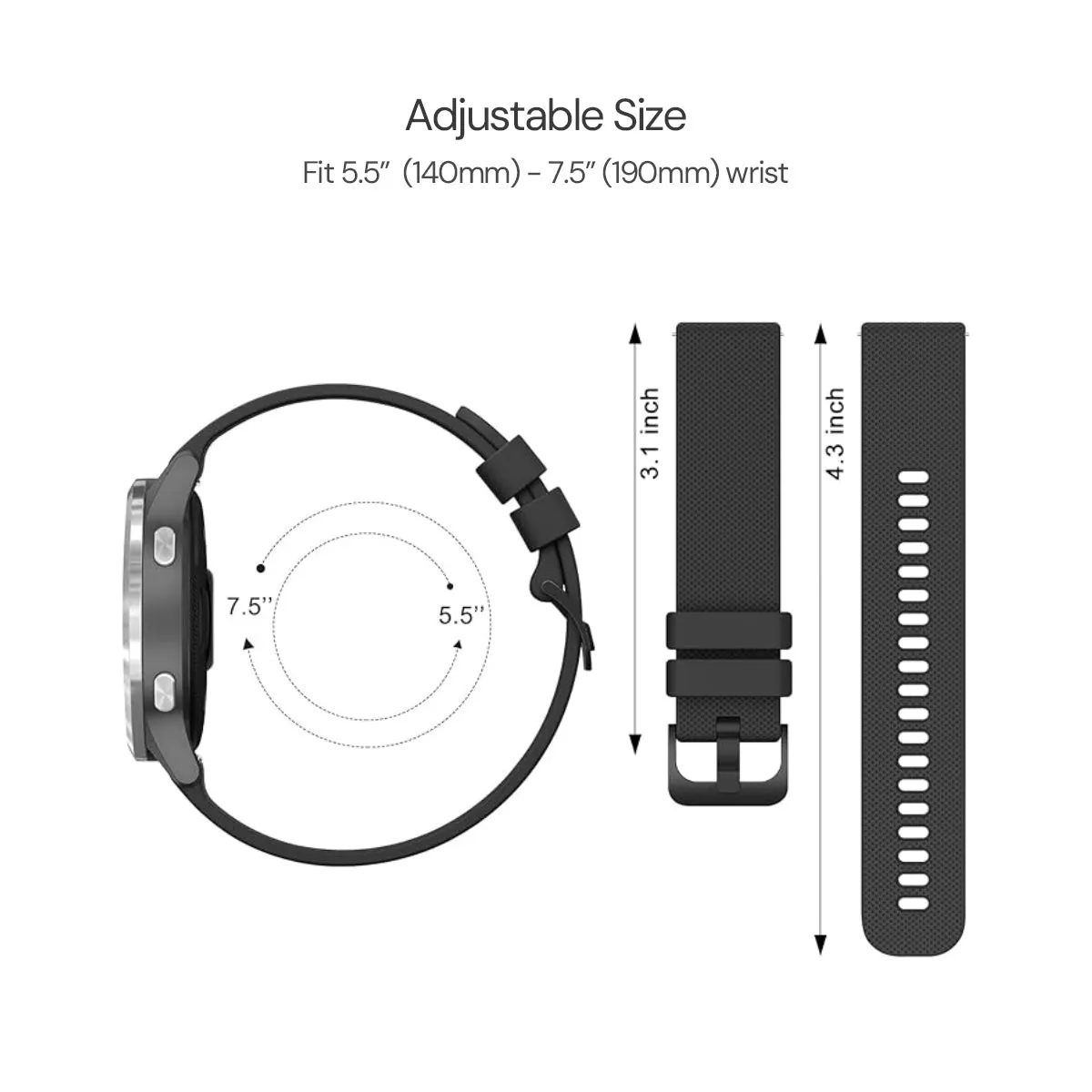 Silicone Bands for Samsung Galaxy Watch 3 45mm/Galaxy Watch 46mm/Gear S3 Frontier/Classic - Grey