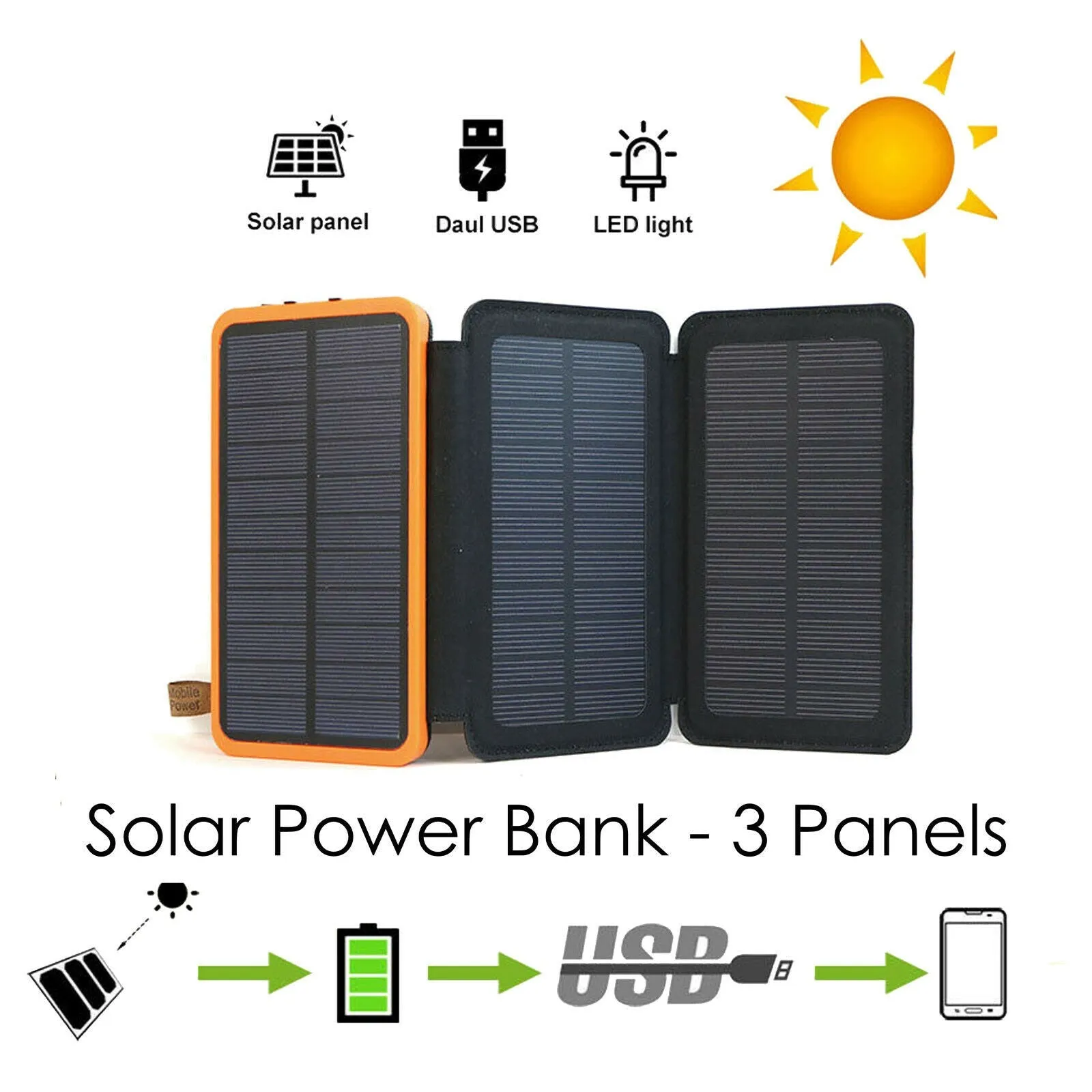 Solar Power Bank 20000mAh Dual USB