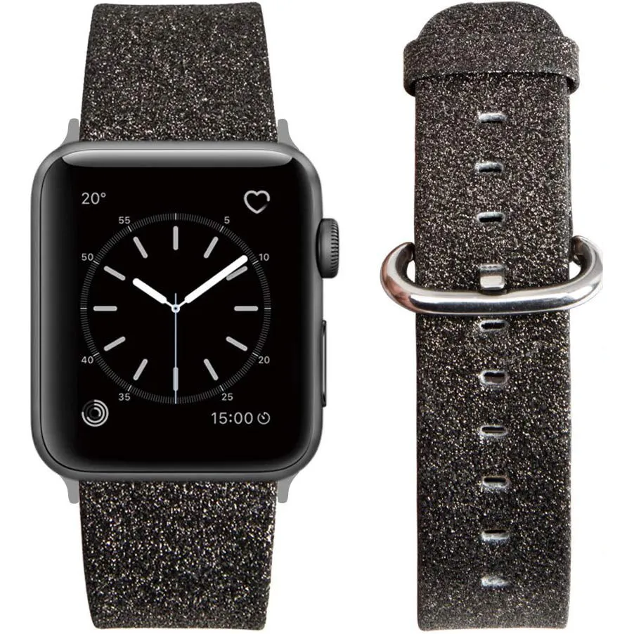 Solid Sparkly Glitter Leather Band For Apple Watch Multiple Colors Available