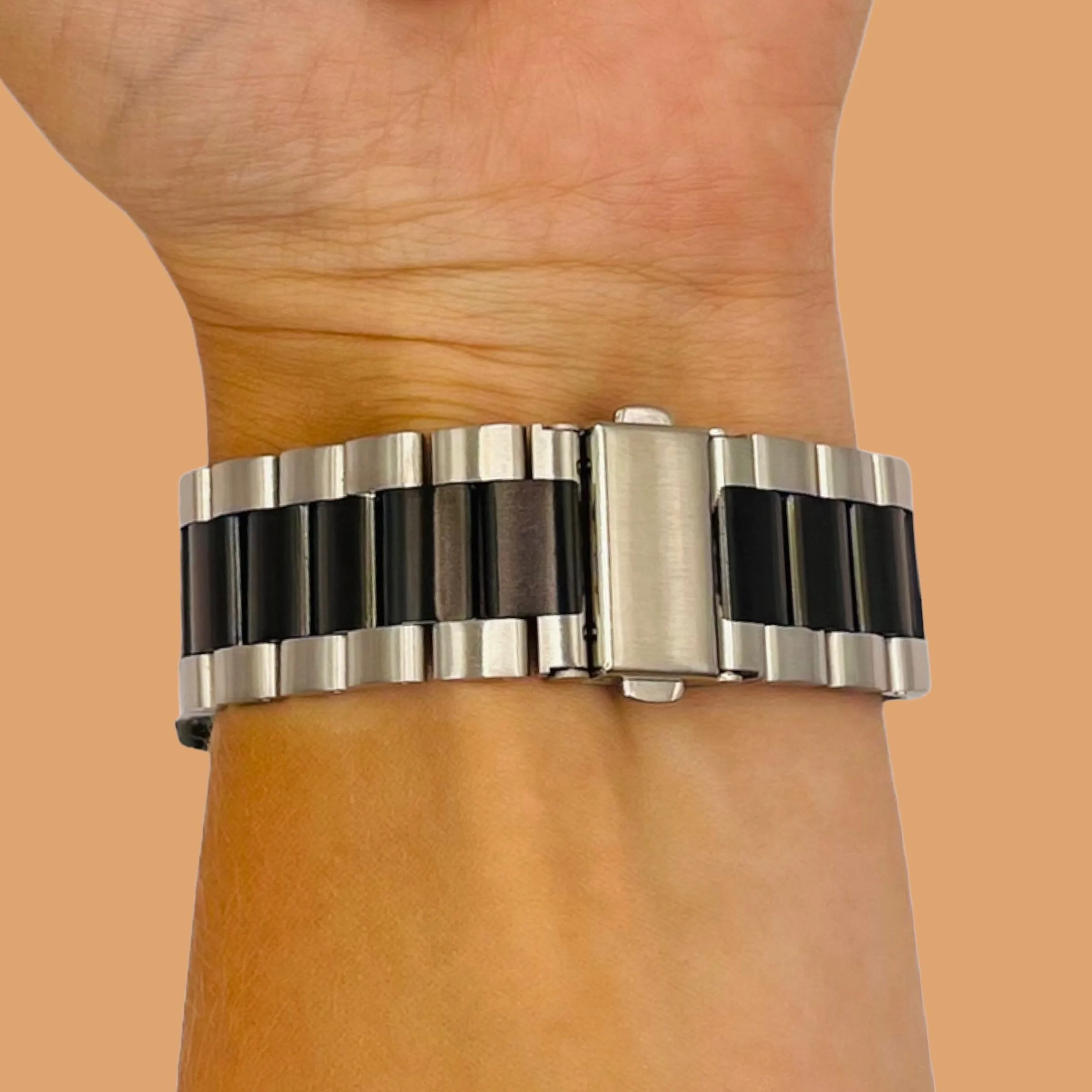 Stainless Steel Link Watch Strap Compatible with the Garmin Vivomove Trend