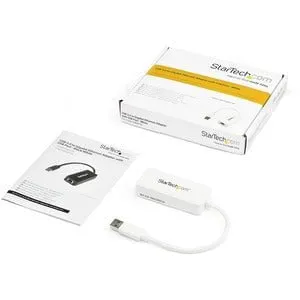 StarTech.com USB 3.0 to Gigabit Ethernet Adapter NIC w/ USB Port - White - USB - 1 Port(s) - 1 x Network (RJ-45) - Twisted Pair - 10/100/1000Base-T - Desktop