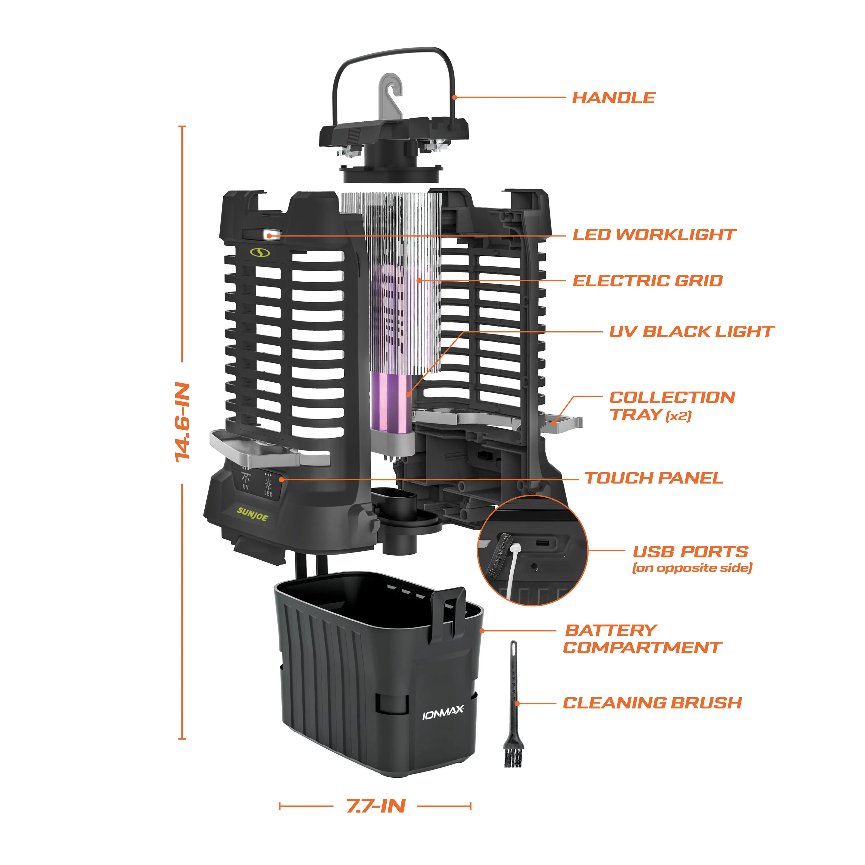 Sun Joe 24V-BZ100-LTE 24-Volt* IONMAX Cordless Indoor/Outdoor Bug Zapper Kit | 1-Acre Coverage | W/ 2.0-Ah Battery   Charger