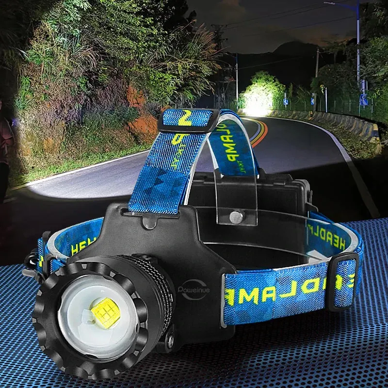 Super Powerful Headlamp 4core 30W LEDs Rechargeable Head Lamp 3mode Waterproof Head Flashlight Lantern 1500M Zoomable Headlight