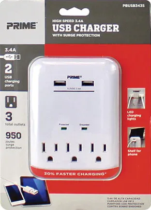 SURGE TAP 3 OUTLET W/USB