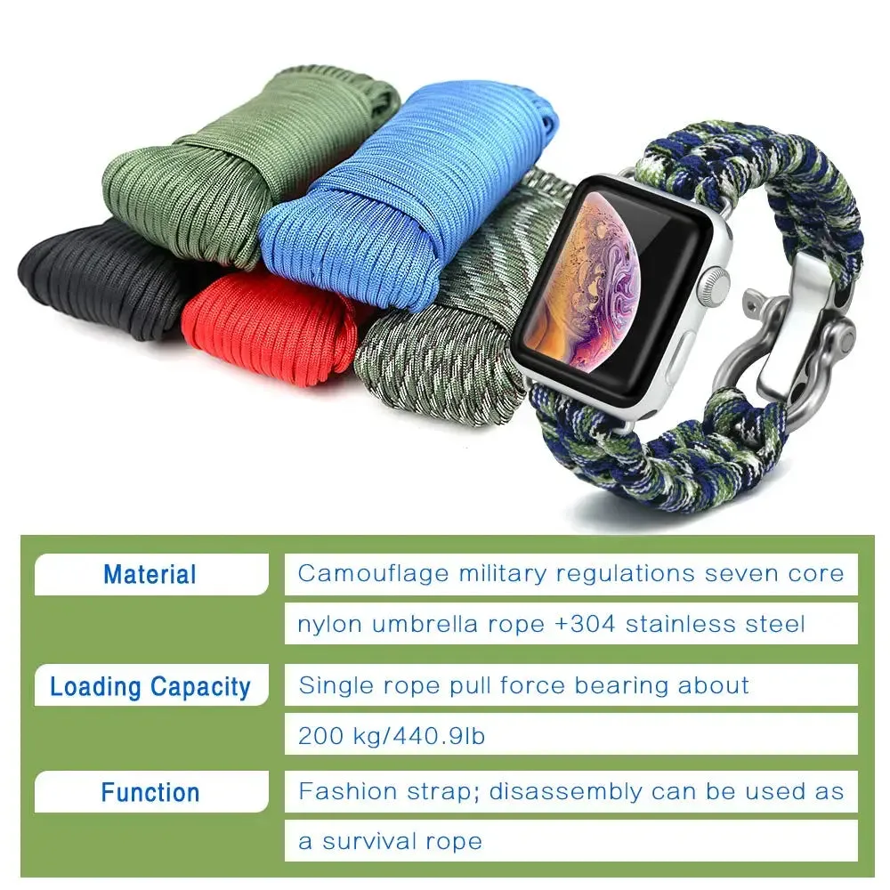 Survival Paracord Watch Band for Apple Watch Ultra Series and 9 8 7 6 5 4 SE Outdoors Sport band
LIMITED EDITION STYLES AVAILABLE!