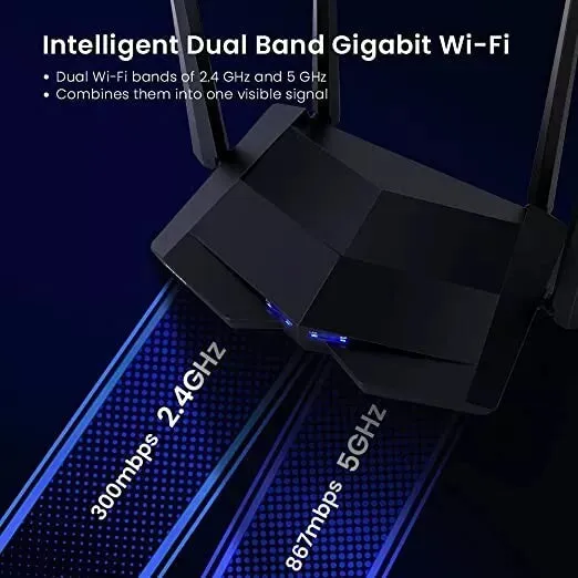 Tenda AC10 AC1200 Smart Dual-Band Gigabit WiFi Router, MU-MIMO, 4 LAN Port