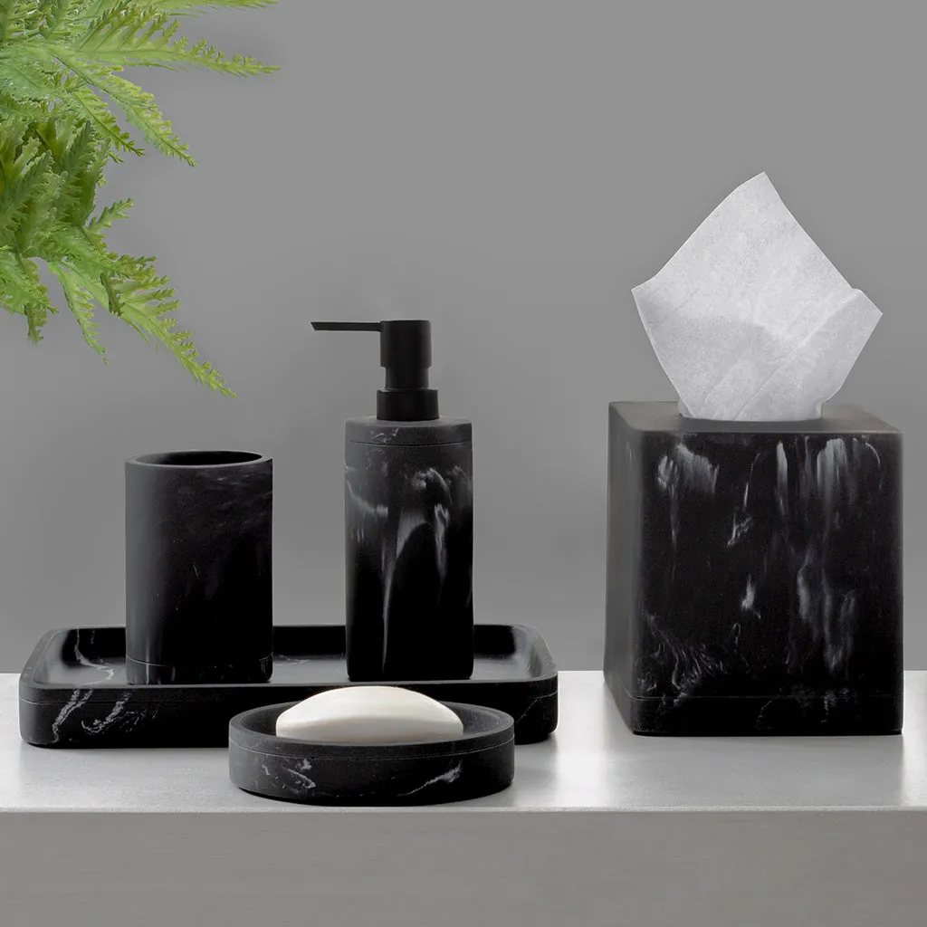 The Classic Black Marble Bath Accessories - Tissue Cover