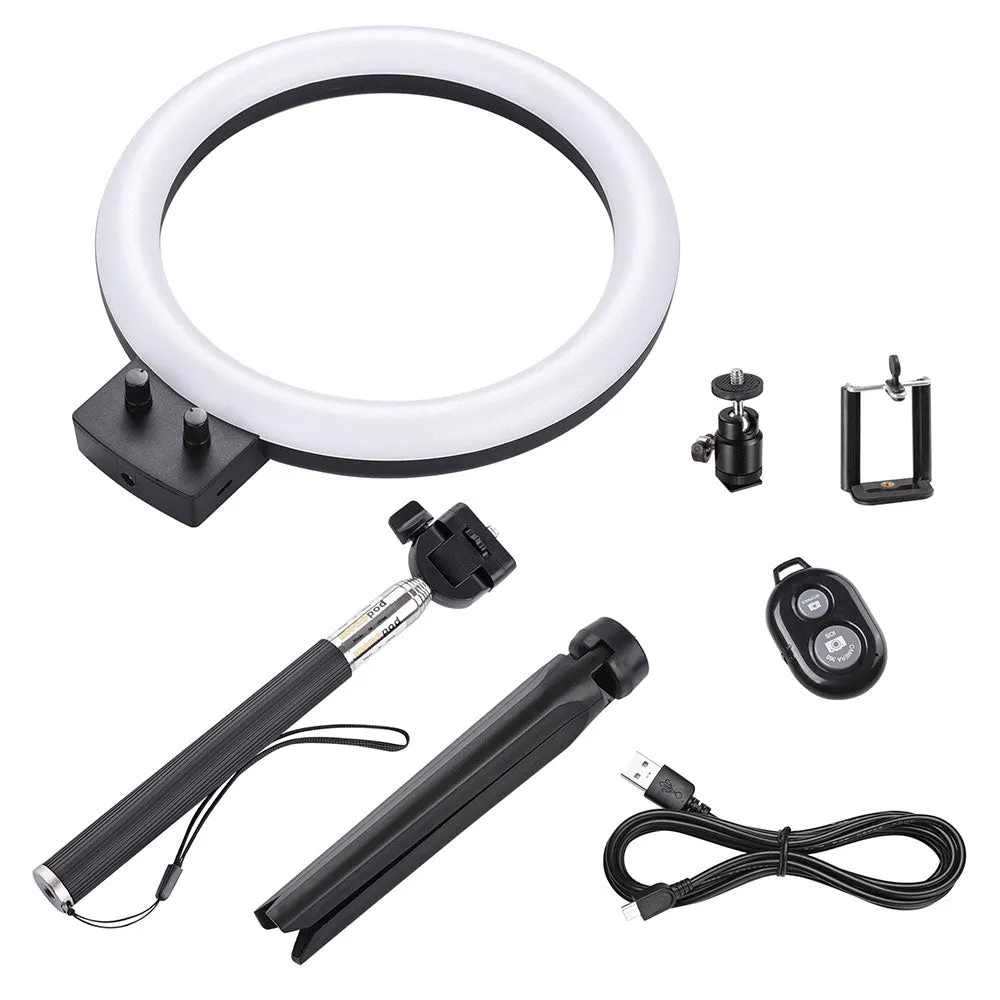 TheLAShop 8in Bi-Color Ring Light w/ Tripod & Phone Holder Selfie Stick Remote