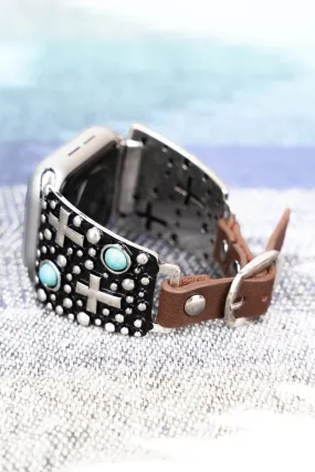 TIPI TURQUOISE CROSSROADS FAUX LEATHER ADJUSTABLE BAND FOR APPLE WATCH, 38MM-41MM