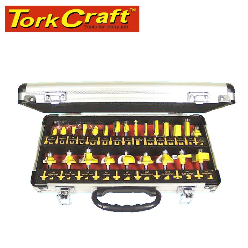 Tork Craft Router Bit Set 24Pc Aluminium Case 1/4 Shank Dy024A Al