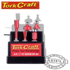 Tork Craft Router Bit Set 6Pc Plastic Box 1/4 Shank Dy006A Pl