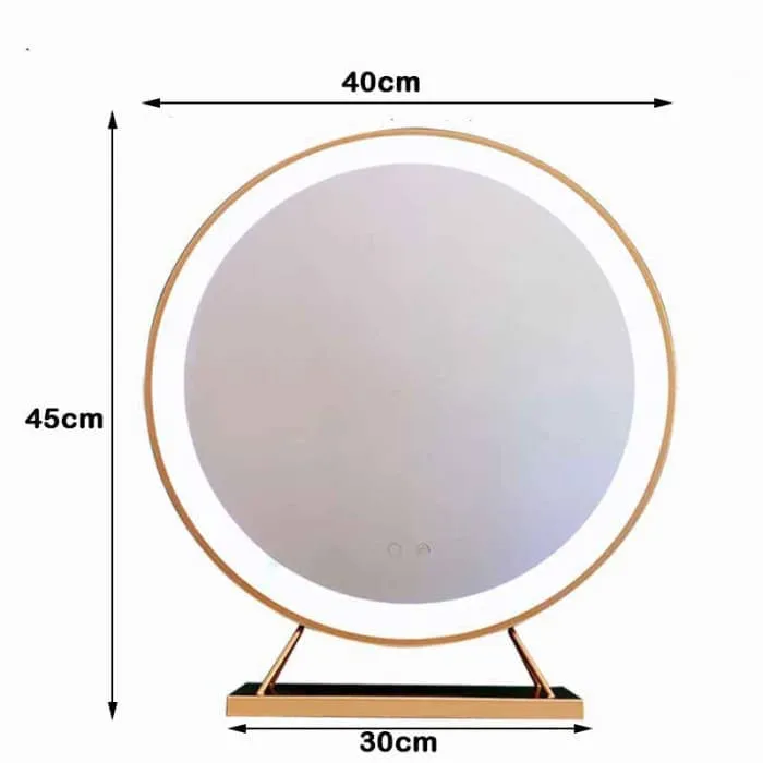 Touch Screen Table Desktop Led Light Vanity Mirror Makeup Mirror Round Mirror 40cm