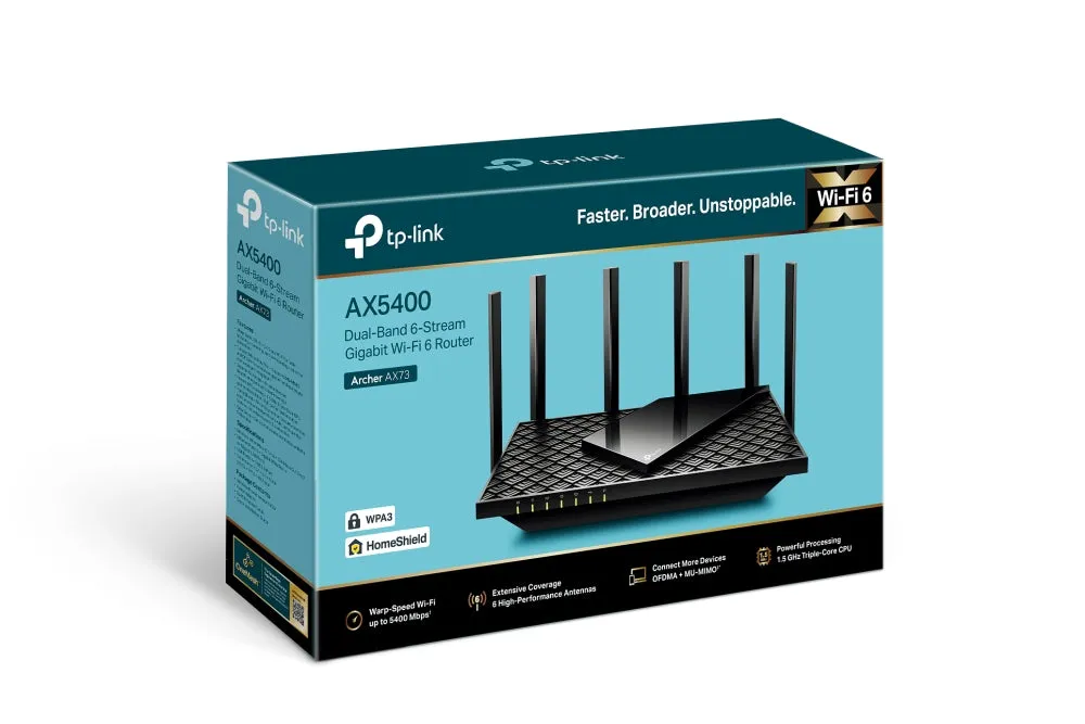 Tp-Link Archer Ax5400 Dual-Band Gigabit Wi-Fi 6 Router, Black