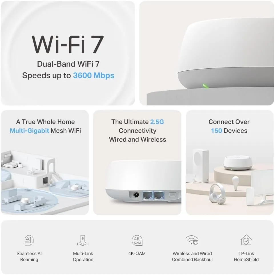 【冬日激減】TP-Link Deco BE25 BE5000 Whole Home Mesh WiFi 7 System System (2件裝)