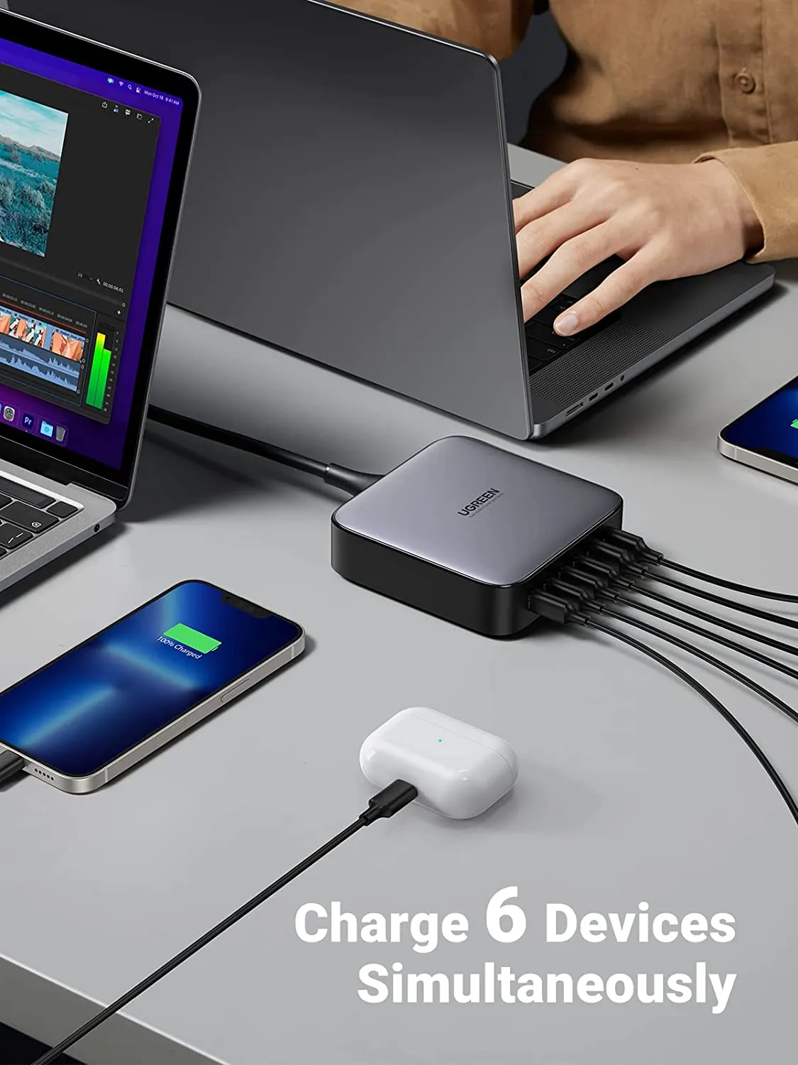 UGREEN Nexode 200W USB C GaN Charger-6 Ports Desktop Charger