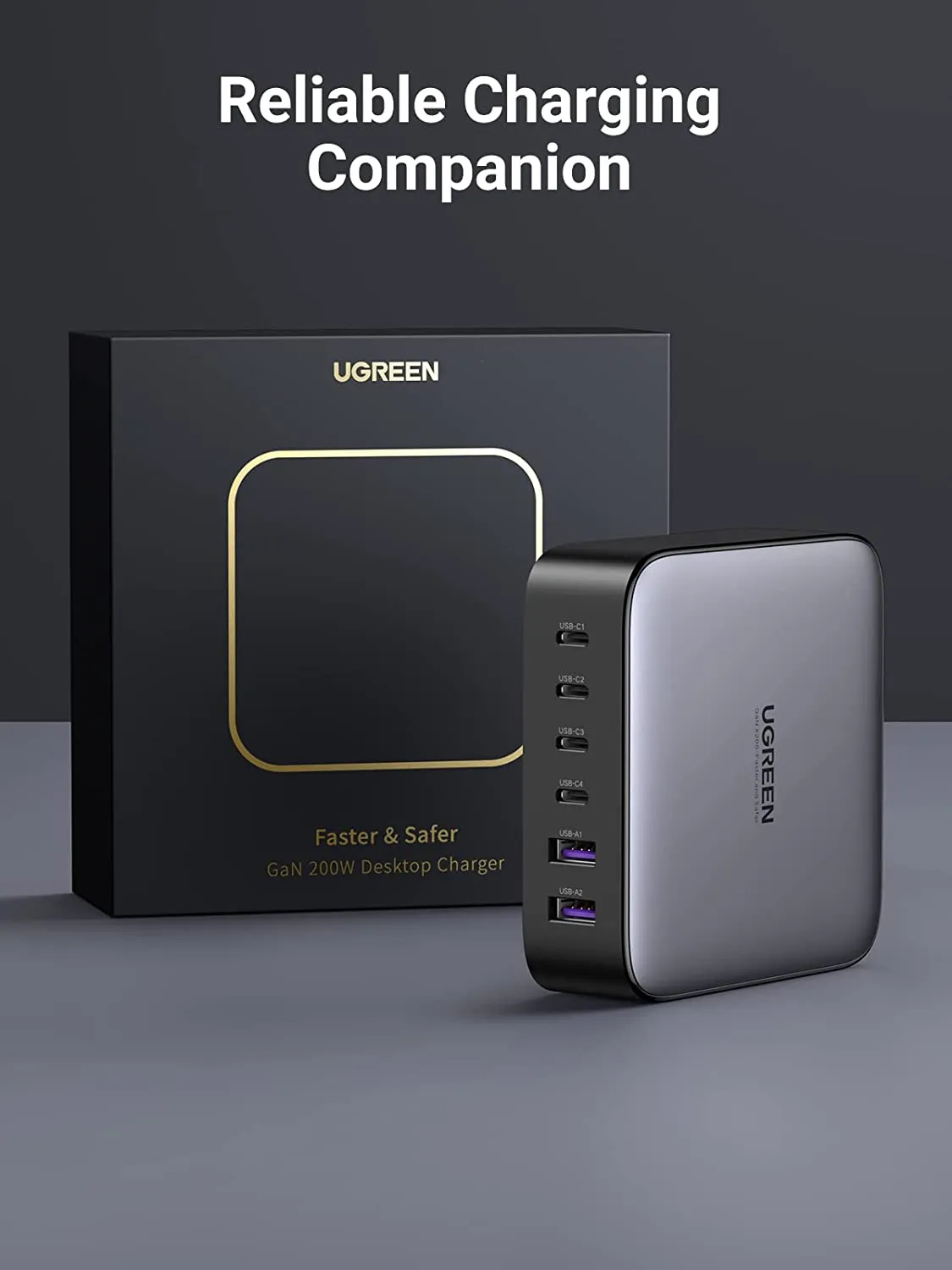 UGREEN Nexode 200W USB C GaN Charger-6 Ports Desktop Charger